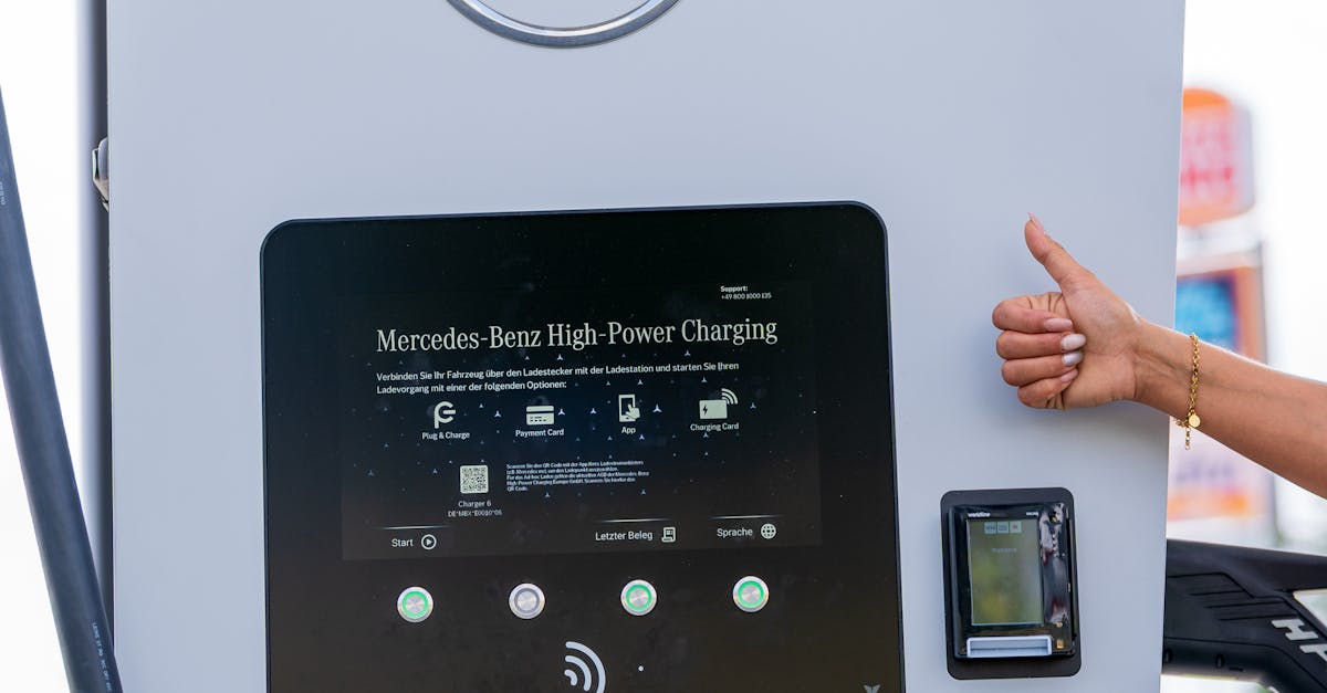High-power electric vehicle charging station for Mercedes-Benz cars.